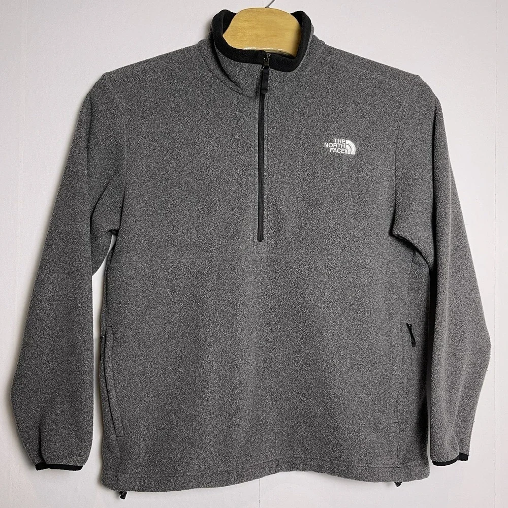 The North Face Mens XL Birch Bowl 1/4 Quarter Zip Sweatshirt Gray Black Heather